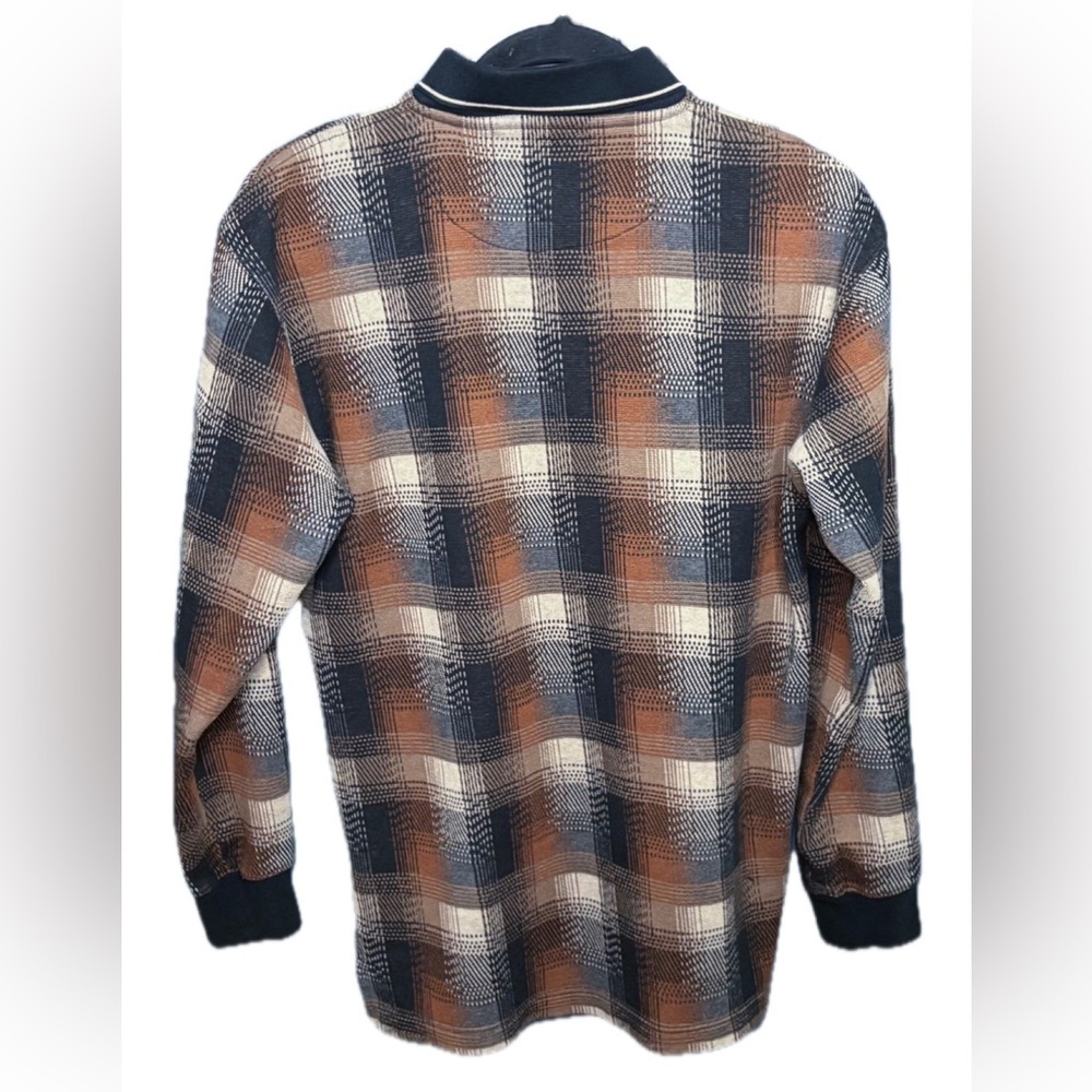 Vintage Brown Black Plaid Polo Shirt Small Goblincore Cottagecore Guy Grandpa - Picture 5 of 6